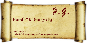 Horák Gergely névjegykártya