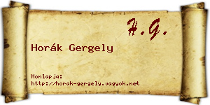 Horák Gergely névjegykártya